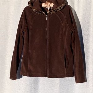 Warm dark brown cozy hooded jacket